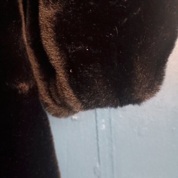 1940's Style- Black Velvety Winter Coat- Size Medium - Picture 5 of 11